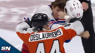 Rangers' Matt Rempe And Flyers' Nicolas Deslauriers Fire Up Crowd With Spirited Fight