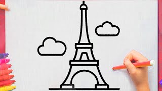 How to draw the EIFFEL TOWER easy step by step