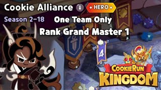 Cookie Alliance Season 2-18 Hero Mode One Team Only Rank Grandmaster 1 Guide | Cookie Run Kingdom