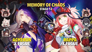 E0S1 Acheron x Fugue \u0026 E0S1 Rappa x Fugue - Memory Of Chaos 12 - Honkai: Star Rail 2.7