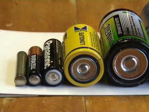 AAAA, AAA, AA, C, D And F Battery Cell Comparison - YouTube