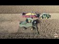 Two John Deere X9 1100 Combines with 16 Row Corn heads Harvesting a 640 Acre Field in Illinois