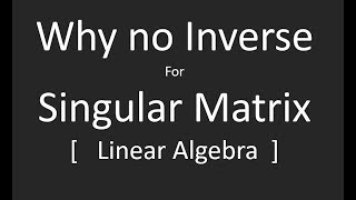 Why Singular Matrix does not have Inverse