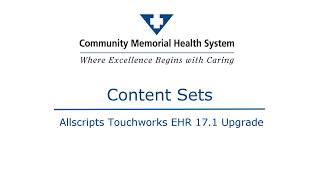 Allscripts EHR 17.1- Content Sets
