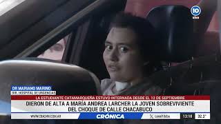 Dieron de alta a María Andrea Larcher, la joven sobreviviente del choque en Chacabuco