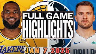 Los Angeles Lakers VS Dallas Mavericks Full Game  Highlights Jan 07,2025 NBA Season 2024-25