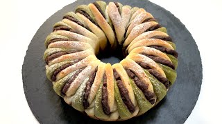 Tri-tone Matcha Red Bean Wreath Bread| |KitchenAid|Aluminum Tube Mold|Goodcookingideas