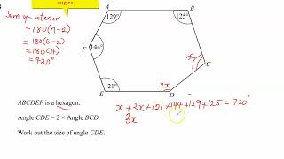 Finding an Unknown Angle of an Hexagon | Polygon | GCSE