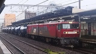 [EF65-2101の横を通過！！]EH500-81[仙貨](金太郎・ラストナンバー・JRFマークあり)＋タキ8Bが西国分寺駅通過