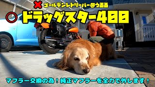 【必見！マフラー交換part1】ど素人が全力で純正マフラーを外します（ドラッグスター400）