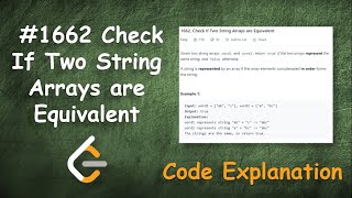Check If Two String Arrays are Equivalent | Live Coding with Explanation | Leetcode #1662