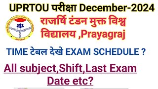 Uprtou Exam Time table Schedule December 2024 exam Rajarshi tandon mukt vishw vidhyalay prayagraj Im