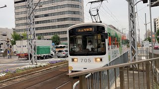 阪堺電気軌道モ701形705の後面展望　宿院〜綾ノ町〜我孫子道〜住吉〜天王寺駅前