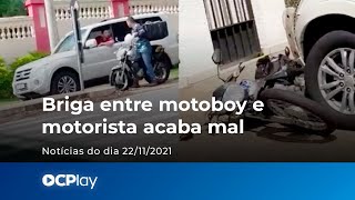 Motoboy bate em motorista com capacete e depois é atropelado