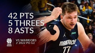 Luka Doncic 42 pts 5 threes 8 asts vs Warriors 2022 PO G2