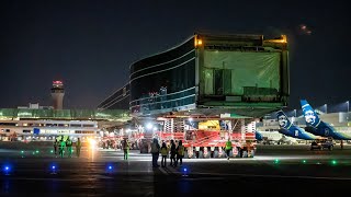 PDX Next Concourse Connector move by Mammoet SPMT - 4K time lapse