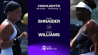 Diana Shnaider vs. Venus Williams | 2024 Miami Round 1 | WTA Match Highlights