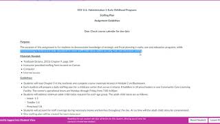 ECS 111 Staffing Pattern Plan Assignment Instructions