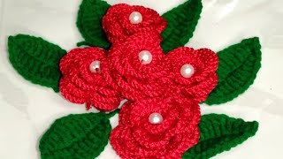 crochat rose made //crochet made flowers কুশিকাটার গোলাপ ফুল তৈরি