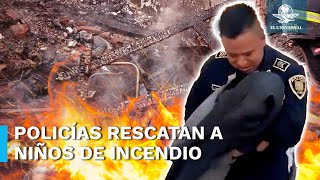 ¡Héroes sin capa! Policías salvan de las llamas a niños en incendio en la Peralvillo