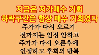 저가 매수 기회를 잡아라! 주가가 다시 오른 후에야 인정을 하고 후회의 무한 반복.이것이 주식시장이다.