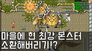 [일랜시아] 요즘 근황 마을에 현 최강 몬스터 허니비(메이지)소환 하여 사람 죽이기...