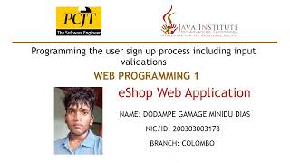 Programming the user sign up process including input validations - eShop Web App - Web Programming 1