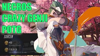 Necros CRAZY GENJI GAMEPLAY POTG - TOP 500 OVERWATCH SEASON 23