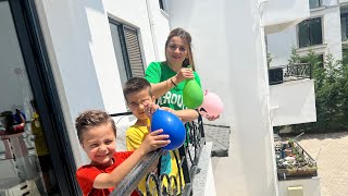 ANNEMLE BİRLİKTE BALKONDAN SU DOLU BALON ATTIK!! BABAMI ISLATTIK