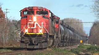 Rolling Pipeline! Friendly Crew - All Tankers on Freight Train CN 594 West thru Salisbury, NB