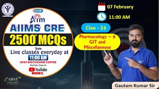 AIIMS CRE PHARMACIST MCQ SERIES✍️CLASS- 27 | PPHARMACOLOGY-VI | #aiimscre2025 #COLOGY #aiims #gdc👨‍🔬