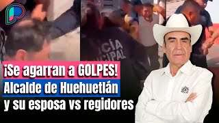 ARMAN PELEA CALLEJERA alcalde y su esposa en municipio de Puebla; policías intervienen