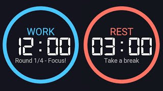 ⏰ 1 hour of Pomodoro Timer | 12/3 Focus Intervals ×4 🔔 Study & Work Timer with Beep Alerts - 60 Min