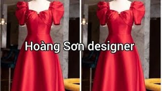 Dạy cắt may | hướng dẫn cách cắt đầm cổ tim vuông tay xếp ly biến kiểu | Hoàng Sơn designer