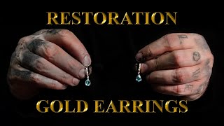 Restoration of gold earrings with topaz | Реставрация золотых серёжек с топазом