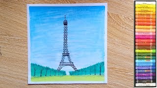 Eiffel tower Drawing using Oil Pastel| Easy kids Drawing