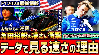 【F1速報】やったぞ！データで見る角田裕毅の偉業&ライバルの差/ローソン最終アタック失敗は●●【F1 2024】【角田裕毅】【ラスベガスGP】【レッドブル】【レーシングブルズ】【VCARB】