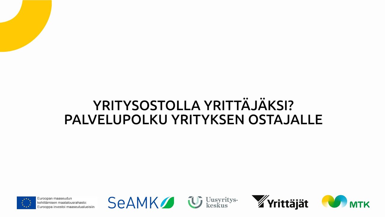 Yritysostolla Yrittäjäksi? Palvelupolku Yrityksen Ostajalle - YouTube