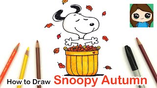 How to Draw and Color Snoopy Easy | Autumn Leaves