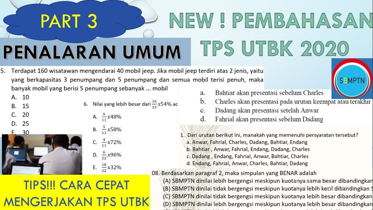 Pembahasan Soal TPS UTBK Terbaru 2020 - Penalaran Umum Tes Potensi ...