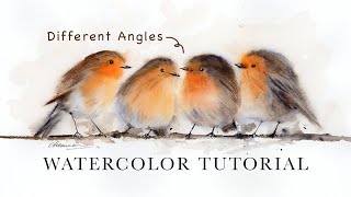 How To Paint Robin Birds In Different Angles Watercolor Tutorial | Gossip Robins