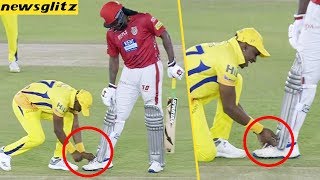 Bravo tied Gayle shoe laces : CSK Vs KXIP Match Highlights | IPL 2018 | Dhoni