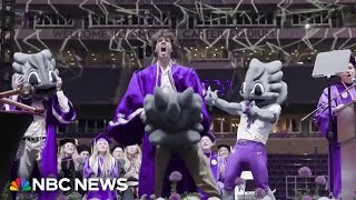 Students who covertly embody college mascots reveal identities at graduation