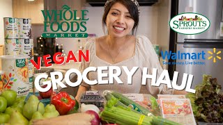 HUGE VEGAN PLANT BASED GROCERY HAUL - Whole Foods, Sprouts & Walmart