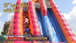 27 Foot 'Lava Twist' Inflatable Water Slide with Pool | eInflatables