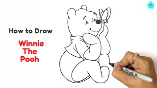 How to Draw Winnie The Pooh Step by Step | Winnie The Pooh Drawing With Butterfly 🦋