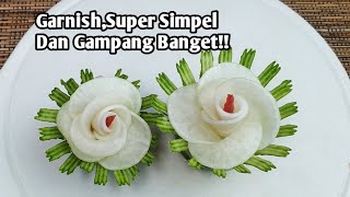 GARNISH SIMPEL!! HIASAN TUMPENG DARI LOBAK DAN TIMUN SIMPEL GAK PAKE LAMA//VEGETABLE GARNISH