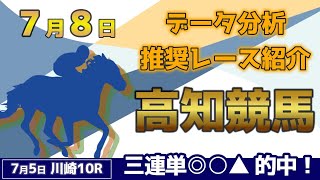 【高知競馬7/8】データ分析による推奨レース紹介！