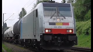 2 freight trains Traxx F140 - E186 258  + Diesel V90, D294 715