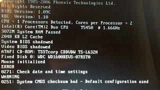 HOW TO FIX BIOS ERROR CODE: 0271. WARNING: 0251.
